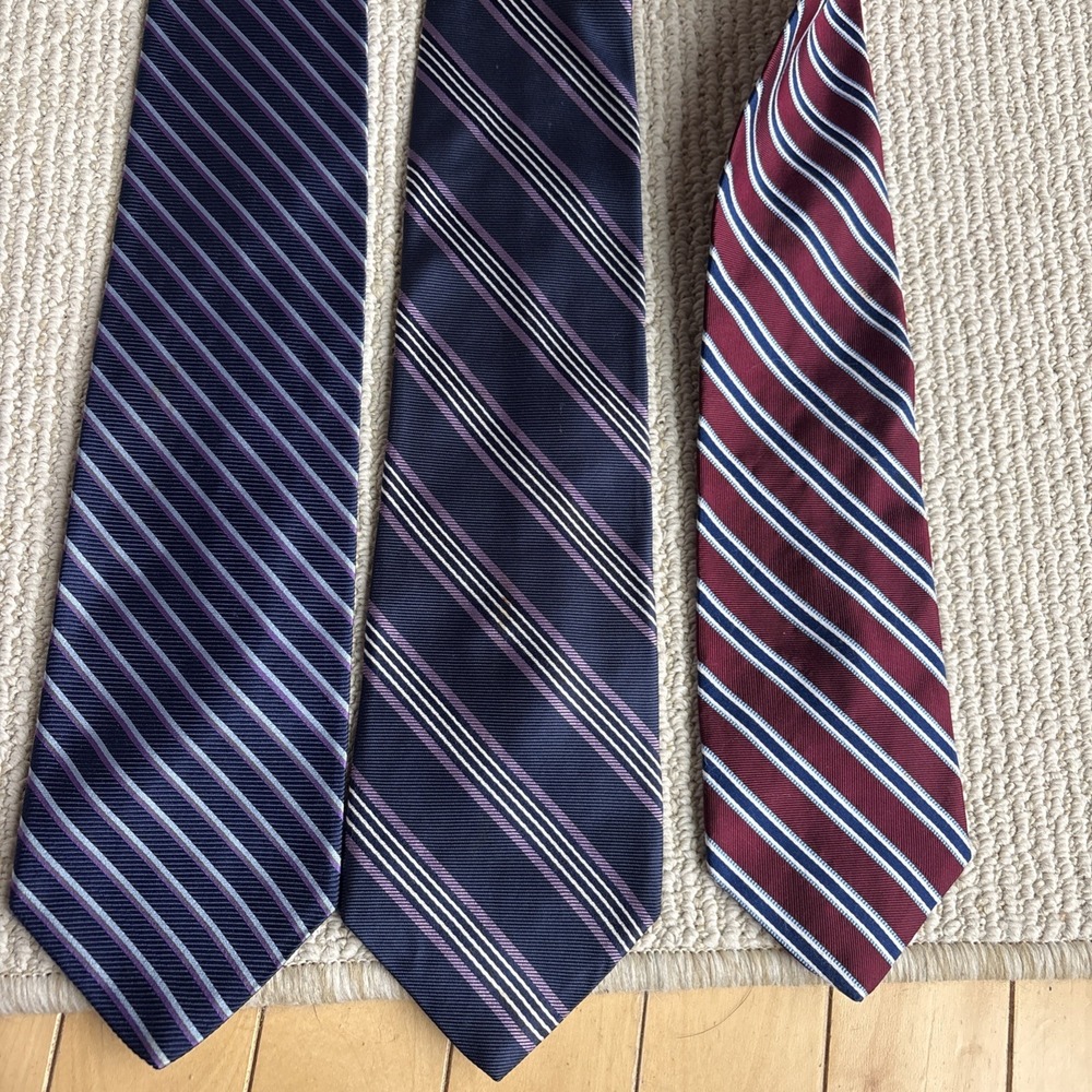 Lot (3) Brooks Brothers 346 Men's Silk Ties Striped Multicolor Regimental Tie